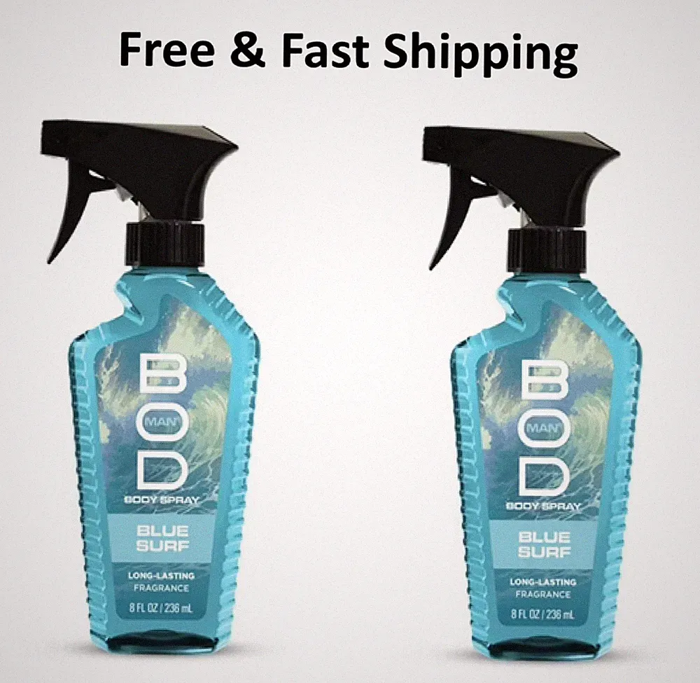 Bod Man Blue Surf Fragrance Body Spray, 8 fl oz 2 pack